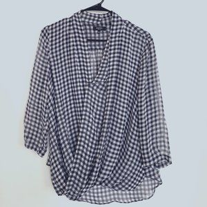 Aritzia Babaton Beau Blouse in Blue Gingham - S